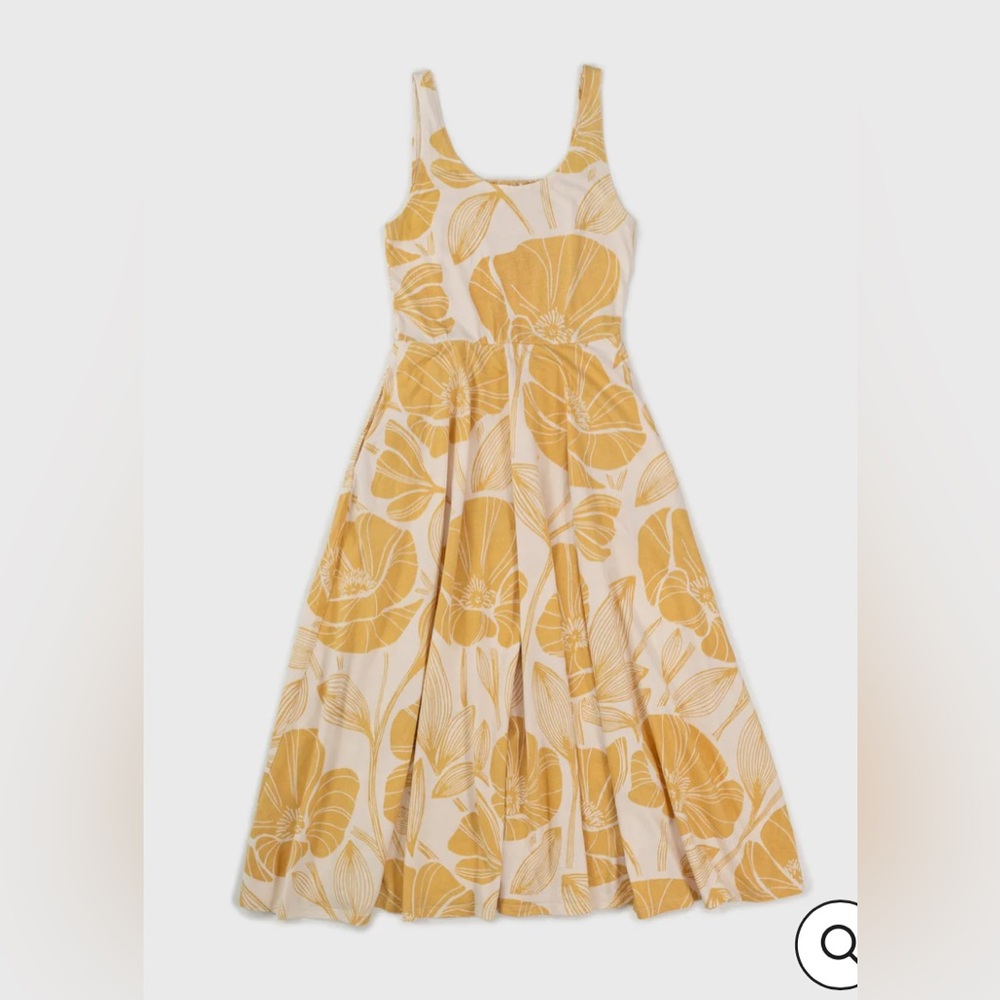 EUC Happy Earth Lily Midi Dress Yellow Floral (XS)